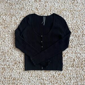 Anthropologie Black Ribbed Cardigan Sweater